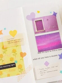1 cuộn Kẹo màu Tim & Hình ngôi sao Không thấm nước Ruy băng Hình dán Đối với Đồ thủ công DIY Đồ trang trí , Qủa tặng Dây Quấn , Làm sổ lưu niệm , Đạn Viết nhật ký , Buổi tiệc Đồ trang trí , Trang trí Hình dán - Nhiều màu - Xem 3