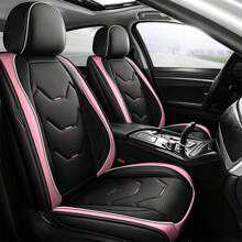 Universal Car Seat Covers Leather Front Back 5 Seats Full Set Automotive Seat Protector Replacement,Car Seat Cover Full Set, C0052 - 粉色 - 查看 2