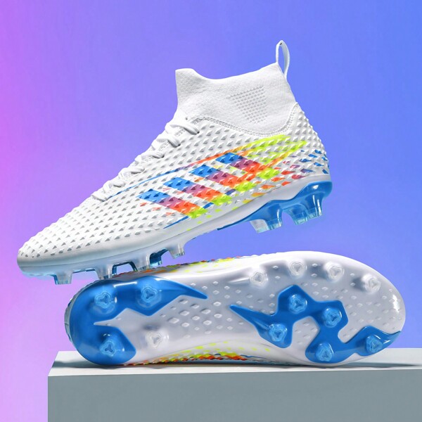 1 Paar Neue Herren Professionelle Fußballschuhe Mit Antiskid Ag Spike, Atmungsaktiv, High-top Fußballschuhe Für Erwachsene, Paare, Im Freien, Rasen, Leicht, Trainingsschuhe, Ledersport -und Fußballschuhe