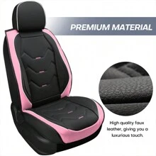 Universal Car Seat Covers Leather Front Back 5 Seats Full Set Automotive Seat Protector Replacement,Car Seat Cover Full Set, C0052 - 粉色 - 查看 4