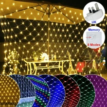 LED Net Mesh Fairy String Lights Curtain Christmas Party Garden Indoor Outdoor - White - View 3