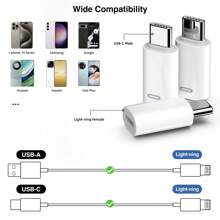 1PC Trắng cho Bộ chuyển đổi đầu cái IOS sang đầu đực Type C Đầu nối đồng bộ dữ liệu Bộ chuyển đổi sạc nhanh PD hợp kim nhôm cho IPhone15/Plus/Pro/Pro Max - trắng - Xem 8