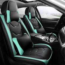 Universal Car Seat Covers Leather Front Back 5 Seats Full Set Automotive Seat Protector Replacement, P4630 - Màu xanh nhạt - Xem 1
