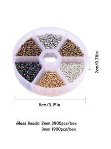 6格盒裝2mm玻璃種子釘珠混合適用於製作手工製作,串珠,項鍊,首飾配件 - 彩色 - 查看 4