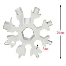 Dụng cụ đa năng hình bông tuyết mini 18 trong 1, Dụng cụ mở nắp chai hình bông tuyết bằng thép không gỉ / Bộ tuốc nơ vít Phillips phẳng / Cờ lê Quà tặng Giáng sinh cho nam giới, Dụng cụ tiện ích cắm trại thú vị, Quà tặng cắm trại độc đáo - Bạc - Xem 3