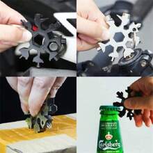 Dụng cụ đa năng hình bông tuyết mini 18 trong 1, Dụng cụ mở nắp chai hình bông tuyết bằng thép không gỉ / Bộ tuốc nơ vít Phillips phẳng / Cờ lê Quà tặng Giáng sinh cho nam giới, Dụng cụ tiện ích cắm trại thú vị, Quà tặng cắm trại độc đáo - Bạc - Xem 5