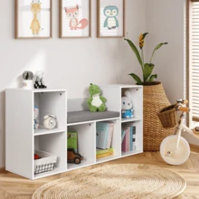 47.2'' W X 24''H X 13.4''D Kids Bookshelf With Reading Nook, 6-Cubby Toy Storage Organizer For Playroom, Kids Room, White - trắng - Xem 6