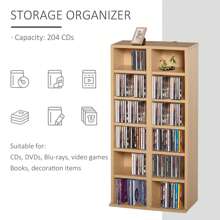HOMCOM 204 CD Media Display Shelf Unit Set Of 2 Blu-Ray Tower Rack W/ Adjustable Shelves Bookcase Storage Organiser - Brown - View 7