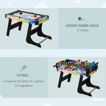 HOMCOM Mesa Multijuegos Plegable Mesa de Juegos Diseño 4 en 1 Futbolín Aire Hockey Billar Ping-pong Sobremesa Accesorios Incluidos Diversión 86,5x43,5x64 cm - Multicolor - Ver 5