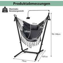 Hanging Chair With Frame, Height-Adjustable Hanging Chair With Headrest & Side Pocket & Mobile Phone Holder, U-Shaped & Space-Saving Hanging Seat For Living Room, Balcony, Garden, Pool