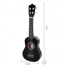 HOMCOM Ukelele 21 Pulgada Ukelele Soprano para Principiantes apto para Concierto y Escuelas Cuerdas de Nylon Material Madera - Negro - Ver 3