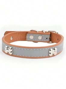 1入組棕色寵物反光項圈和牵引繩套裝,適用於小型、中型和大型寵物,夜間安全功能配備夜光執行 - 棕色 - 查看 1