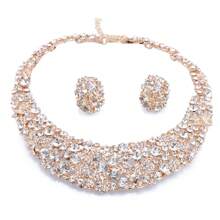 Bridal Water Drop Crystal Necklace, Earrings, Bracelet And Ring Set For Wedding & Evening Party Dress Accessory