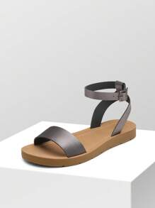 Women'S One Band Ankle Strap Buckle Flat Sandals - 銅色 - 查看 3