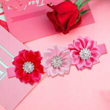 Valentine's Day Dog Bow Tie Set (5pcs Random Color), Including Diamond Decoration Pink Bow Tie For Girl Dogs & Cats, Holiday Gift For Puppies - Multicolor - View 6