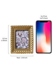 1pc Vintage Spiral Pattern Resin Photo Frame, Antique Gold Decorative Painting Picture Frame, Suitable For Home Table Decor Gifts Birthday Graduation - Multicolor - View 3