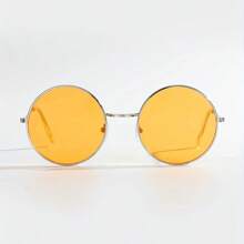 1 Pair Round Frame Colorful Mirror Reflective Teardrop Oval Fashion Glasses For Women