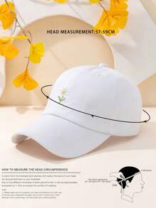 1/2pcs Unisex Y2K Style Embroidered Floral Baseball Cap, Outdoor Daily Commute Minimalist Y2K Baseball Cap, Youth Fashion Sun Hat - White - View 4