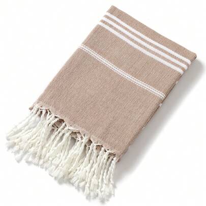 YEUZLI 1pc Classic Series , Non-Shrink Fringe Beach Towel, 90*180CM/35.5*71inch, Sand-Proof, Quick-Drying, Lightweight Spa Travel Striped Sports Towel Summer Travel, Vacation Holiday Bathroom Decor Beach Essentials
