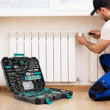 198 Pieces Tool Box, Hand Home Repair Tool Kit, Ratchet Socket Tool Set, Screwdriver Set, Home Tool Box, Car Repair Tool, Universal Complete Portable Tool Box,Tools For Men - Dark Green - View 3