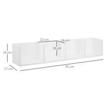 HOMCOM Wall Mount 84 CD / 56 DVD/Blu-Ray/ Media Storage Rack 4 Cubes Wooden Shelf Organizer Unit Bookcase Display - White - View 4