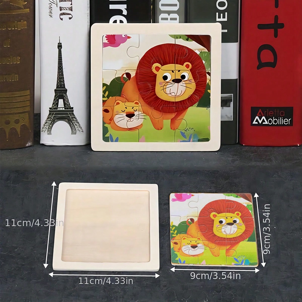 1 pezzo Puzzle di legno a forma di leone, giocattolo di riconoscimento di animali cartoni animati, puzzle e regalo, puzzle di dinosauro, giocattolo di