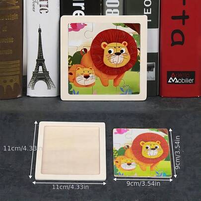 1pc Wooden Lion Puzzle Toy, Cartoon Animal Recognition Picture Puzzle Toy And Gift, Dinosaur Puzzle, Wooden Children's Toy, Children's Other Educational Toys, Puzzles, Wooden Toys, Wooden Puzzles, Children's Puzzle Toys, Animals, Toddler Puzzles