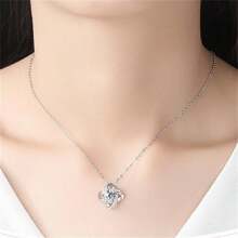 S925 Sterling Silver Clover Necklace With Eternal Star & Full Drill Pendant, Cross-Border Jewelry - Silver - View 3