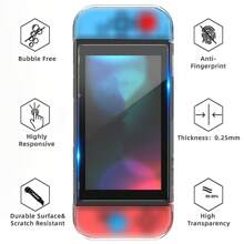 Estuche compatible con Switch, Accesorios 9 en 1 compatibles con modelo Switch con estuche de protección dockable, protector de pantalla HD y 4 tapas de agarre para el pulgar - Negro - Ver 8