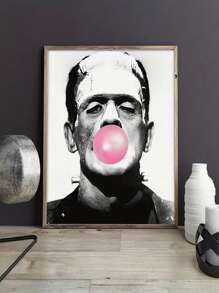 1 件復古有趣泡泡糖咀嚼牆藝術海報防水帆布畫,無框 - 彩色 - 查看 3