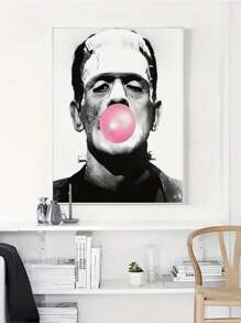 1 件復古有趣泡泡糖咀嚼牆藝術海報防水帆布畫,無框 - 彩色 - 查看 4