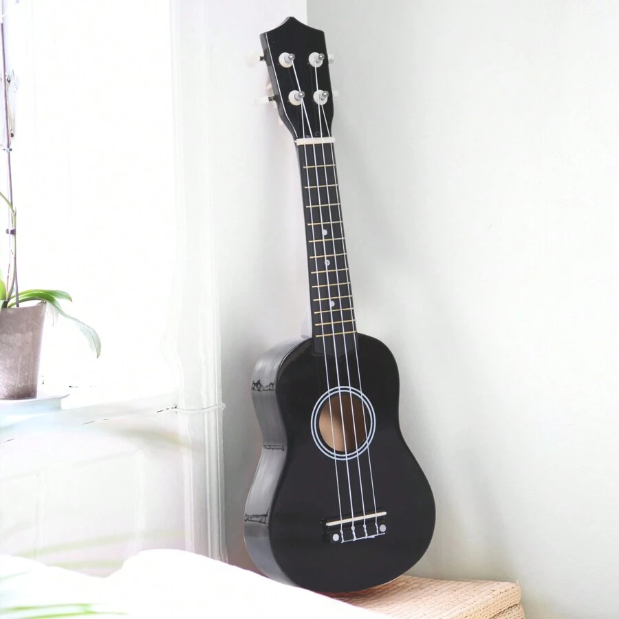 HOMCOM Ukelele 21 Pulgada Ukelele Soprano para Principiantes apto para Concierto y Escuelas Cuerdas de Nylon Material Madera - Negro - Ver 1