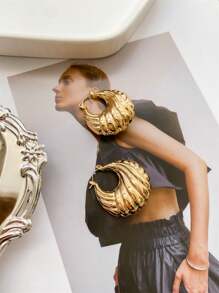 1pair Fashionable Versatile Striped Lucky Bag Unique Design Earrings Suitable For Daily Wear For Women