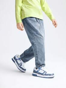 Annil Tween Boy 春秋潮流百搭舒适贴肤牛仔裤 - 藍色 - 查看 3