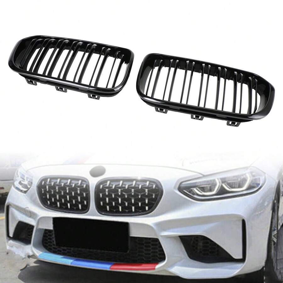 Front Kidney Grill Grille Fit For BMW 1 Series F20 F21 2015-2017 Gloss Black Double - Black - View 1