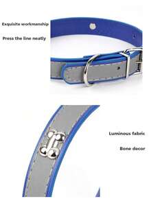 1入黑色反光寵物項圈帶牽繩,適用於各種大小的狗和貓,夜間發光 - 黑色 - 查看 9