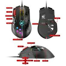 M2 Chuột chơi game có dây 12000 DPI , Chơi game , Sắc độ RGB , 11 Lập trình được + Nút , Thiết kế Đối với PC Và , Tổ ong Chuột - màu đen - Xem 7