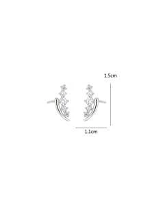 1pair Miniature Wheat Tassel & Rhinestone Decor Earrings - Antique Silver - View 4