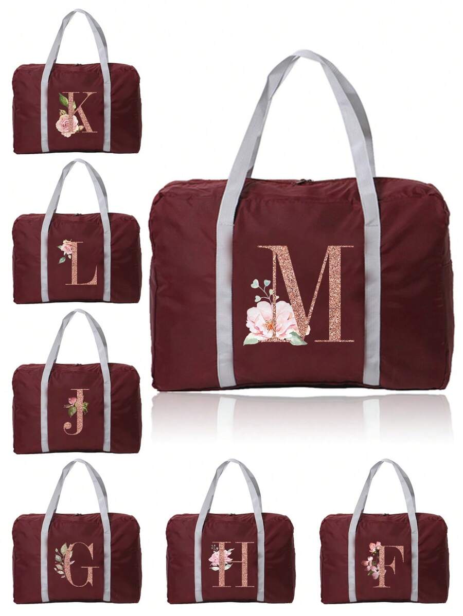旅行包 折叠行李包 飞机包 单肩包 姓名首字母图案 大容量收纳袋 防水防潮行李袋 手提包 收纳包 毛巾 衣物收纳袋 假日旅行用品 学生周末包 瑜伽健身包 学校包 学校用品 学校用品 - 酒紅色 - 查看 1