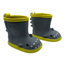 Botas De Lluvia Impermeable Para Niños Tiburón Shark Ligera - Gris - Ver 5