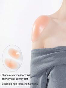 1pair Silicone Shoulder Pads, Both For Men And Women To Change Slipping, Narrow, Uneven Shoulders, Upgrade To Invisible Model, Natural Shoulder Lifting Effect, Soft And Comfortable, Sensitive Skin Friendly, Skin-Colored And Transparent Silicone Optional, Perfect For Date Outfits And Photography - Color - View 1