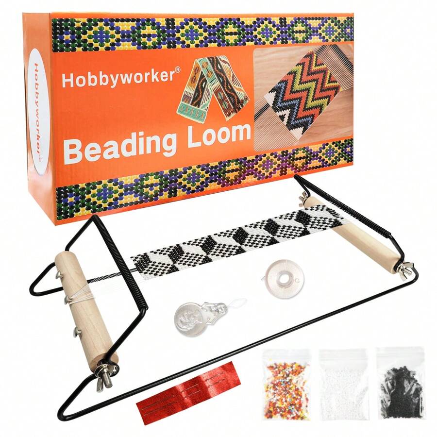 The Hobbyworker Extra Wide Metal Bead Loom Kit, Incluye Telar Extra