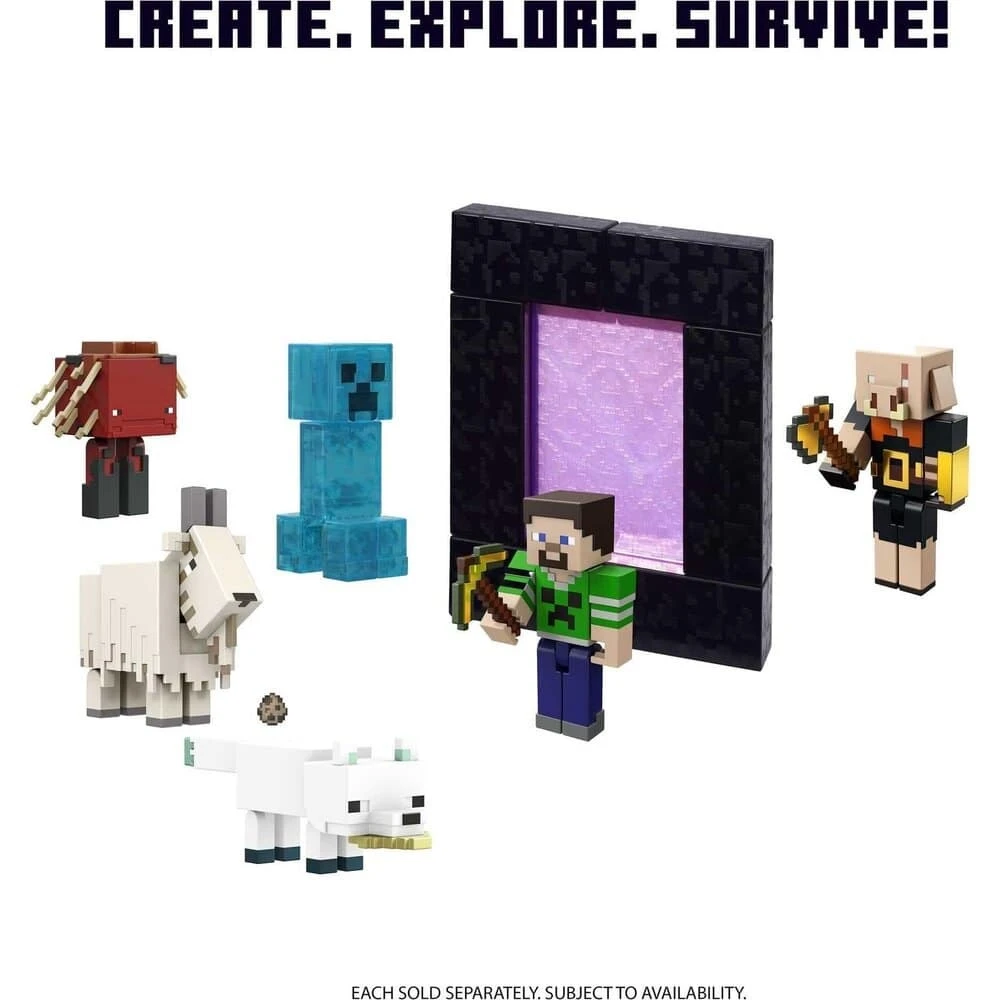 Mattel Minecraft Craft-a-Block – 2 Action Figure Da 8 Cm Con Blocchi E Accessori, HDV39