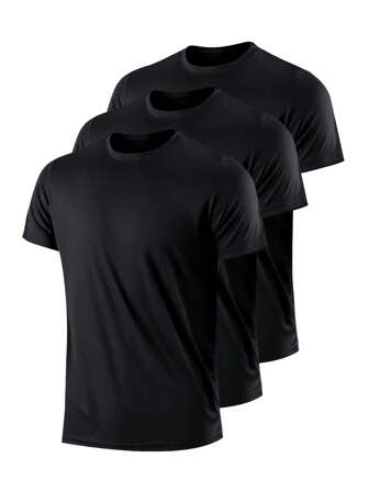 3 piezas de camisetas deportivas atléticas para hombres con mangas cortas, diseño holgado y que absorbe la humedad para correr y actividades al aire libre