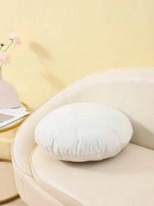 1pc Solid Color Round Pillow With Filling, Home Decorative Circle Cushion, 17.7x17.7 Inches, One-Side Printed