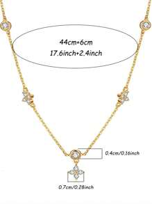 优雅四叶草项链，高品质长链项链，配以优美流苏，适合女性，情人节、母亲节礼物 - 金色 - 查看 4