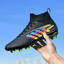 1 Paar Neue Professionelle Fußballschuhe Für Herren, Rutschfeste Ag-fußballstiefel, Atmungsaktive Hoch-top Fußballschuhe Für Erwachsene, Paar Outdoor-rasen Leichtgewichts-wettkampfschuh, Leder Klassische Sport Fußballschuhe Ronaldo Cleats