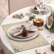 4pcs, Placemats,   Theme Lantern Letter Printed Table Mat, Dining Tableware Heat Insulation Pad,Holiday Decoration Tableware Mat - Multicolor - View 5