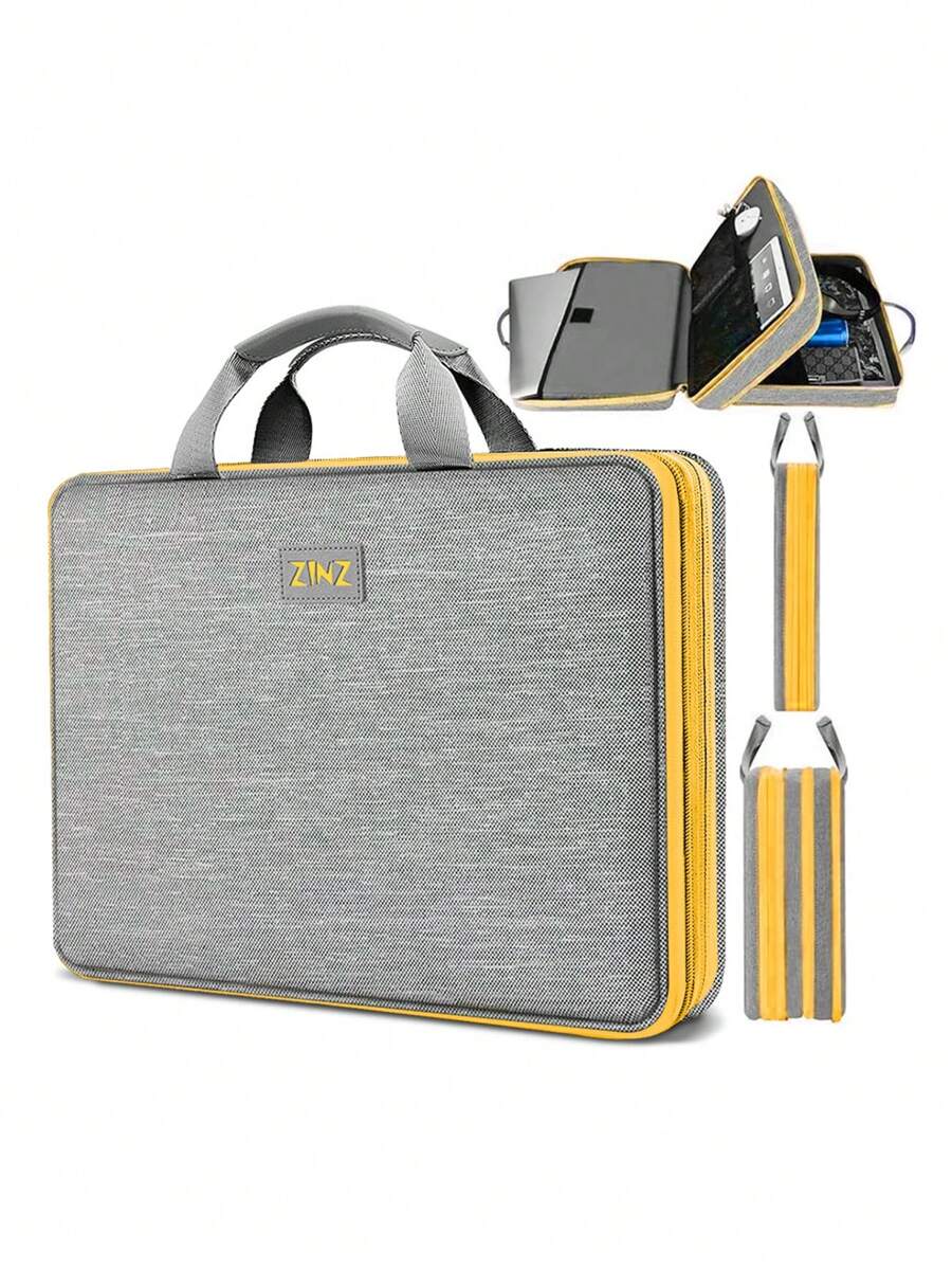 Slim & Expandable Laptop Sleeve 15 15.6 16 Inch Case Bag For Popular 15"-16" Notebooks Water-Resistant Handbag Multipurpose Computer Accessories Storage Bag - Grayish Yellow - View 1