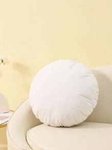 1pc Solid Color Round Pillow With Filling, Home Decorative Circle Cushion, 17.7x17.7 Inches, One-Side Printed